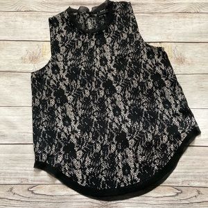 Who What Wear Lace Print Sleeveless Tank Top Blouse Women’s Small Black White